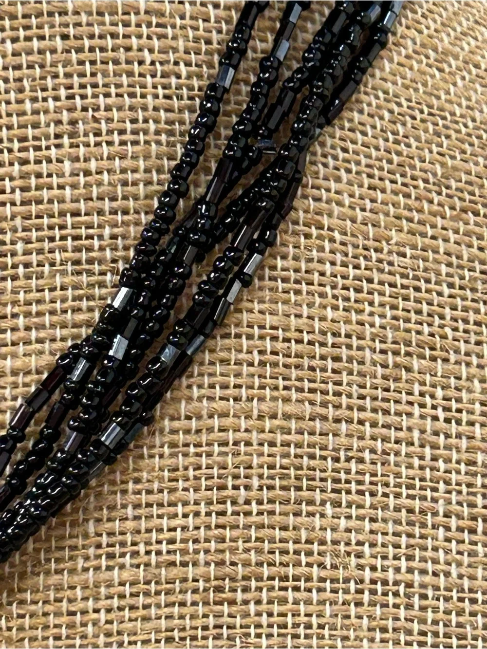 Mother of Pearl and black glass bead necklace
